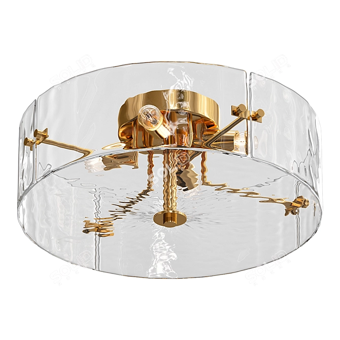 Anemon Pendant Chandelier with Patterned Glass Shade 3D model image 1