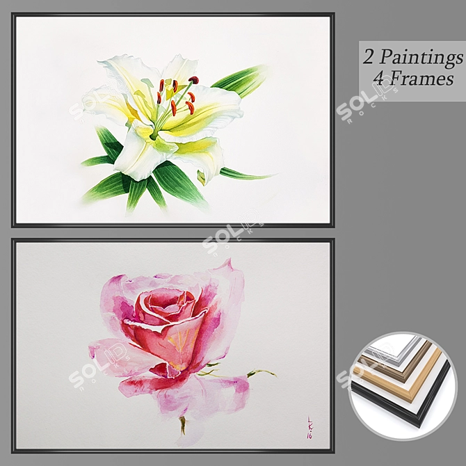 Modern Wall Art Set with Multiple Frames 3D model image 1