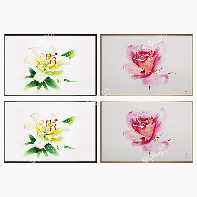 Modern Wall Art Set with Multiple Frames 3D model image 2