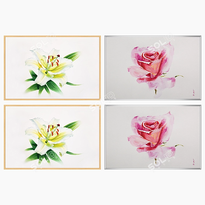 Modern Wall Art Set with Multiple Frames 3D model image 3