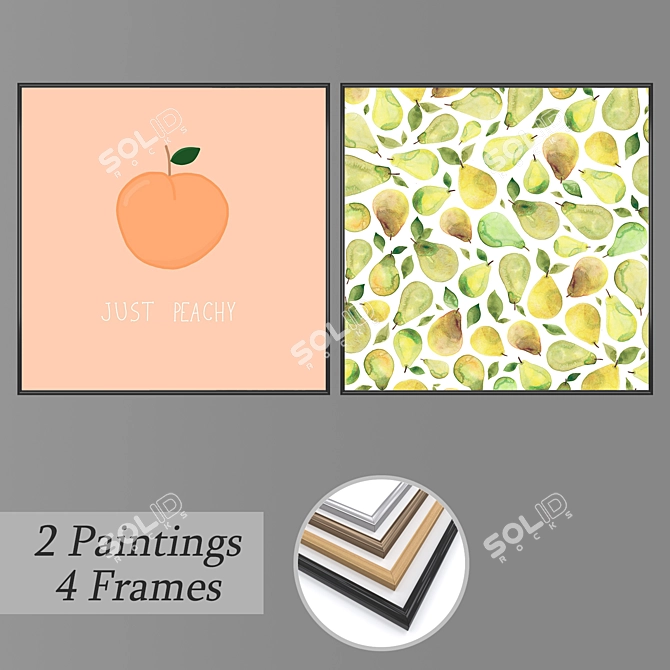 Modern Wall Art Set with Frames 3D model image 1