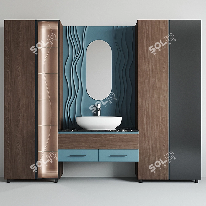 Modern Bathroom Set: Sink & Mixer 3D model image 1