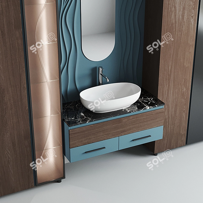 Modern Bathroom Set: Sink & Mixer 3D model image 2