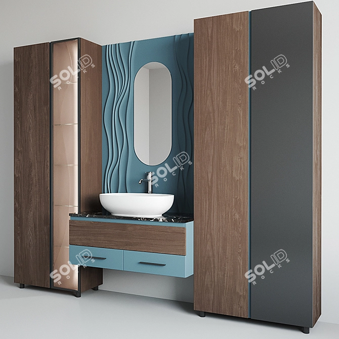 Modern Bathroom Set: Sink & Mixer 3D model image 3