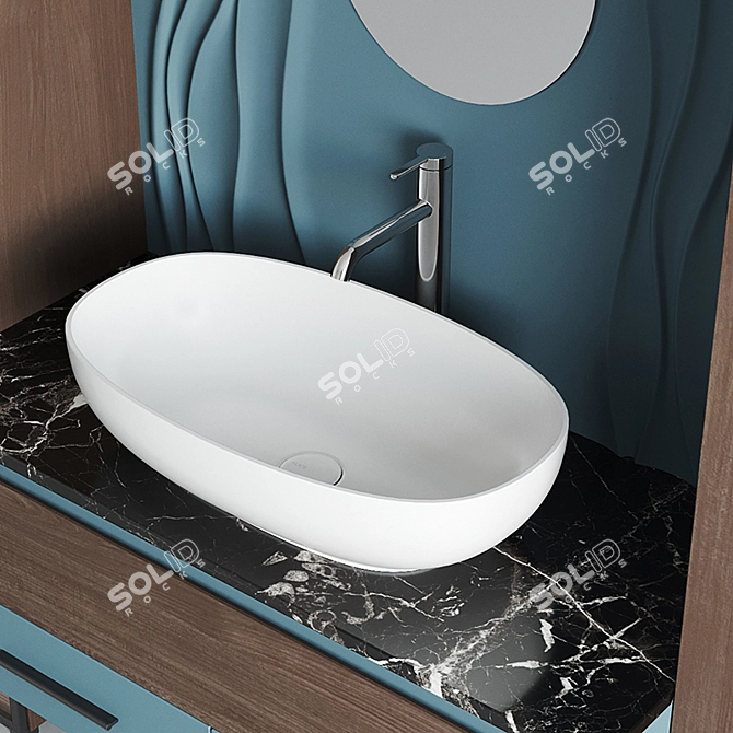 Modern Bathroom Set: Sink & Mixer 3D model image 4