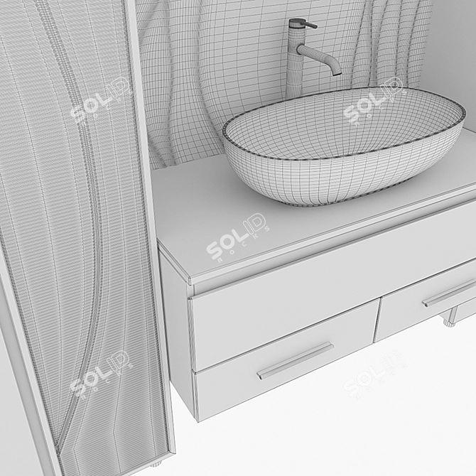 Modern Bathroom Set: Sink & Mixer 3D model image 5
