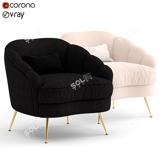 Elegant Galimberti Nino Camelia Armchair 3D model image 1