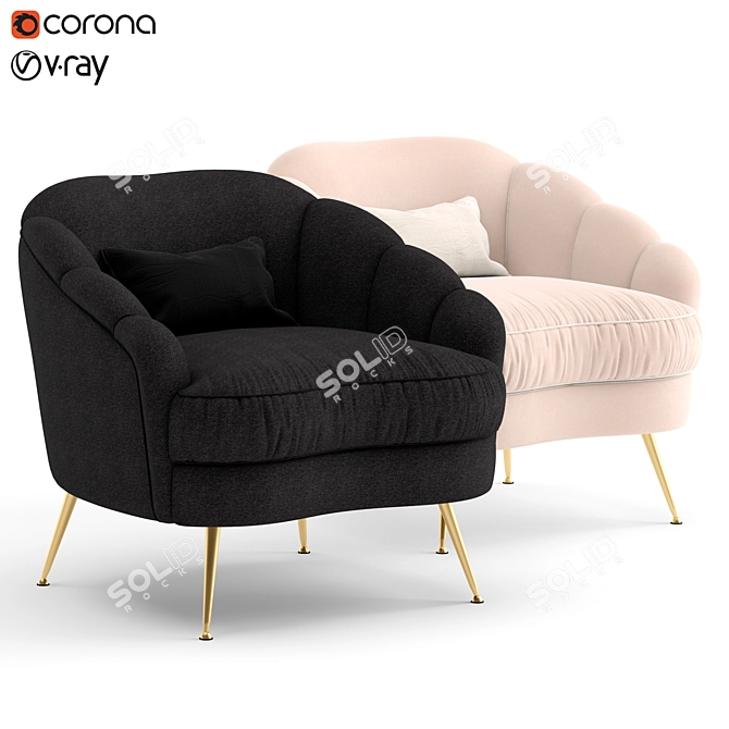 Elegant Galimberti Nino Camelia Armchair 3D model image 6