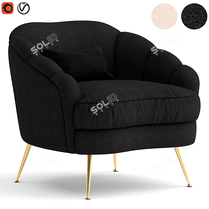 Elegant Galimberti Nino Camelia Armchair 3D model image 8