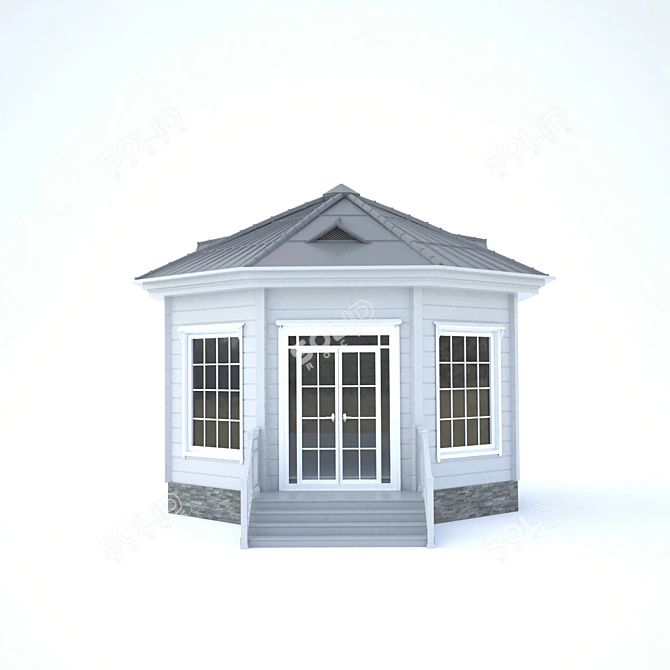 Rustic Log Gazebo 3D model image 2