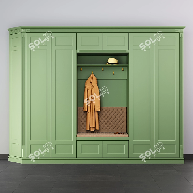 Classic Entryway Wardrobe 3D model image 1