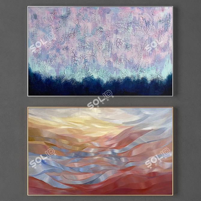 Elegant 2-Frame Painting Set 3D model image 1