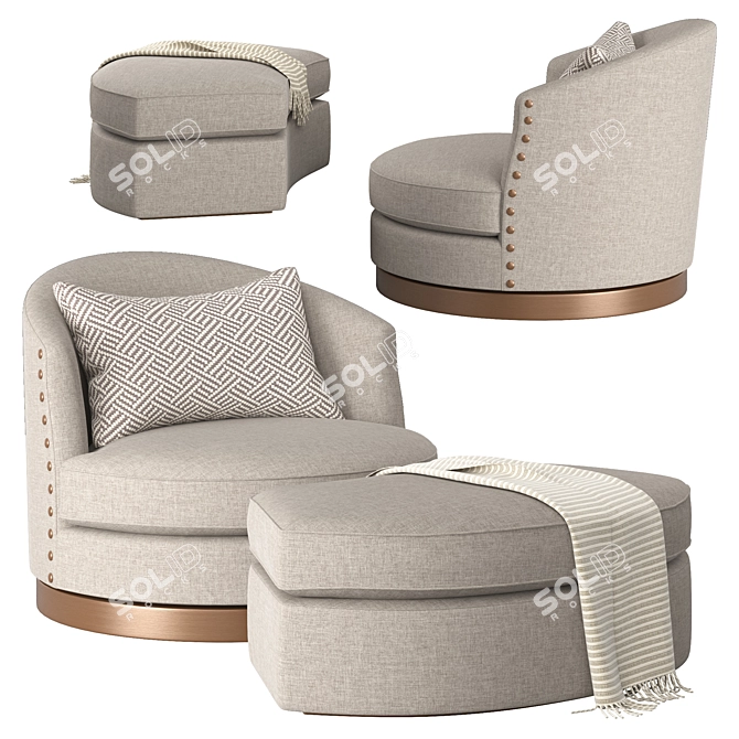 Swivel Chair and Ottoman Set - Burton James 3D model image 1