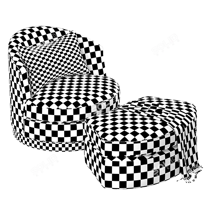 Swivel Chair and Ottoman Set - Burton James 3D model image 5