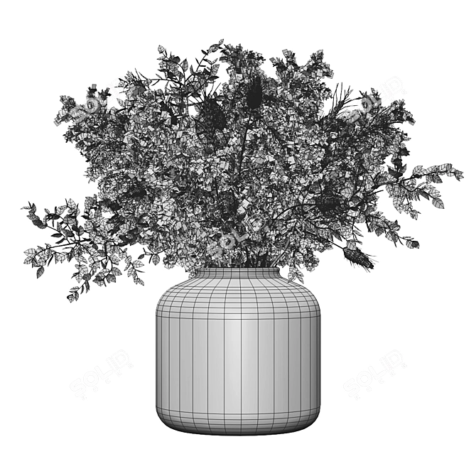 Elegant Pampas Vase: A Geometric Delight 3D model image 2