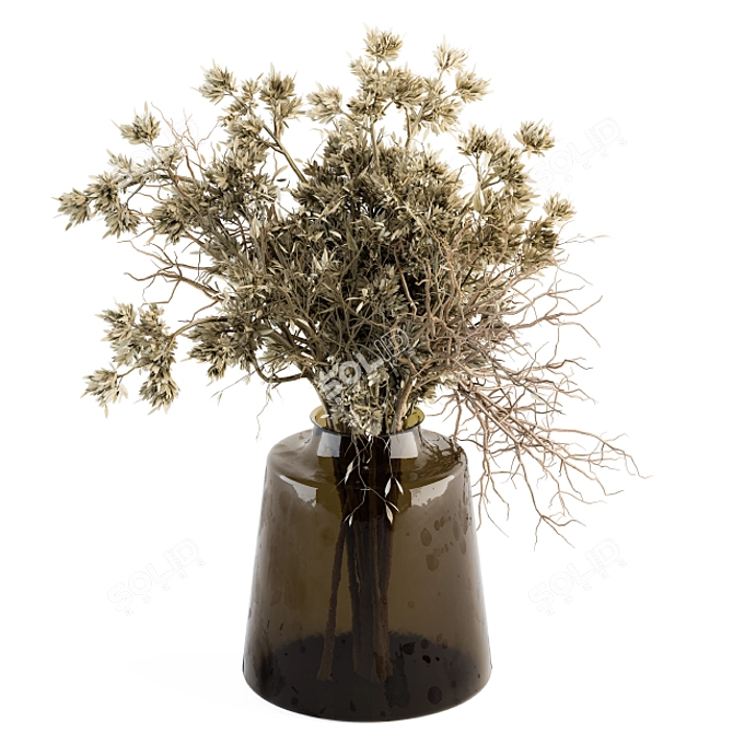 Rustic Charm: Dried Branch Vase 3D model image 1