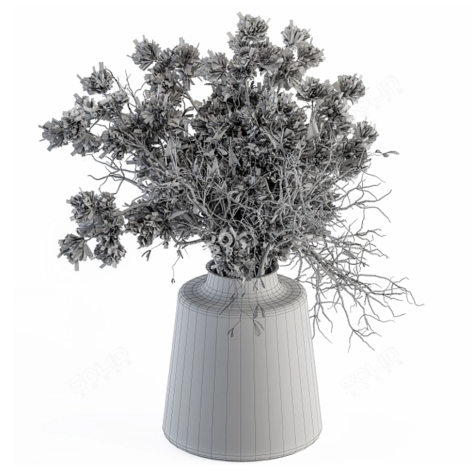 Rustic Charm: Dried Branch Vase 3D model image 5