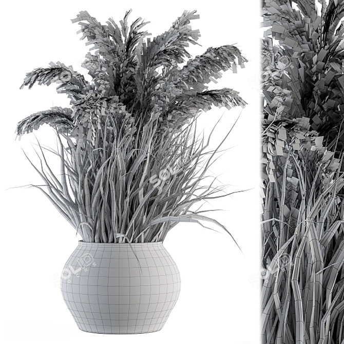 Botanical Bliss: Indoor Dried Plant Set 3D model image 5