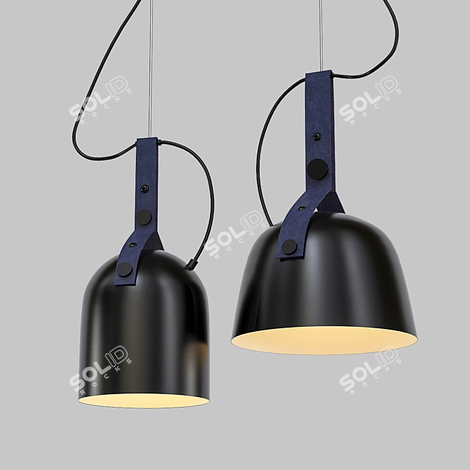 Metallic Pendant with Leather Mounting - Uranium 3D model image 1