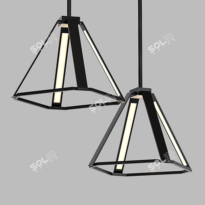 Elegant Metal LED Pendant Light 3D model image 1