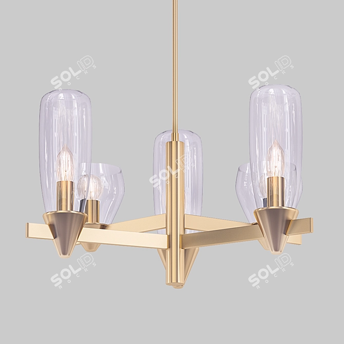 Elegant Gold Pendant with Glass Shades 3D model image 1