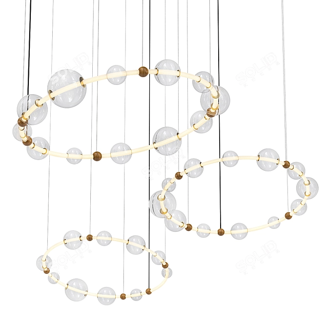 Modern LED Pendant Light with Transparent Balls 3D model image 1