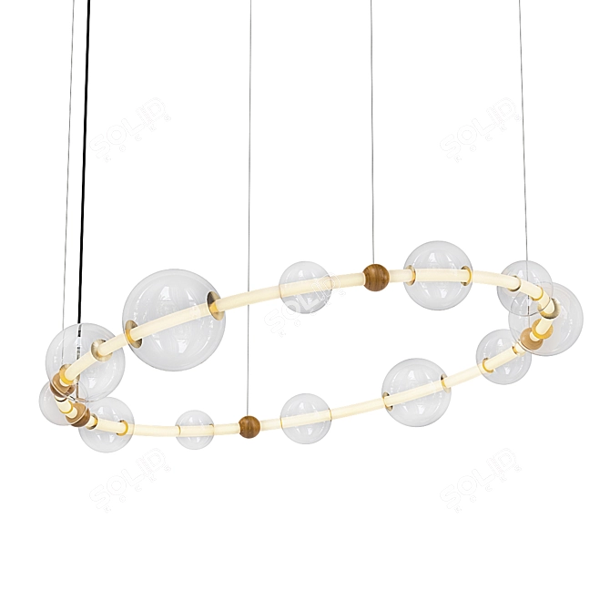 Modern LED Pendant Light with Transparent Balls 3D model image 2