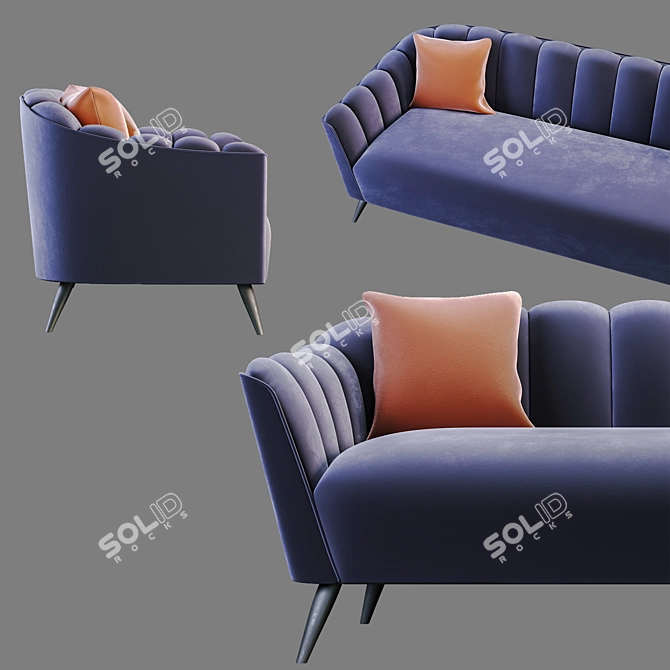 Velvet Comfort Sofa by Dantone 3D model image 2