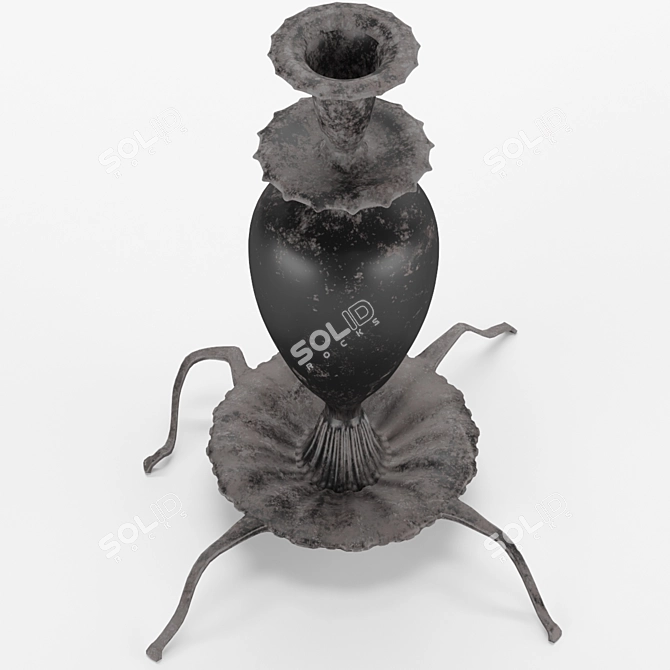 Vintage Black Vase Candle Holder 3D model image 3