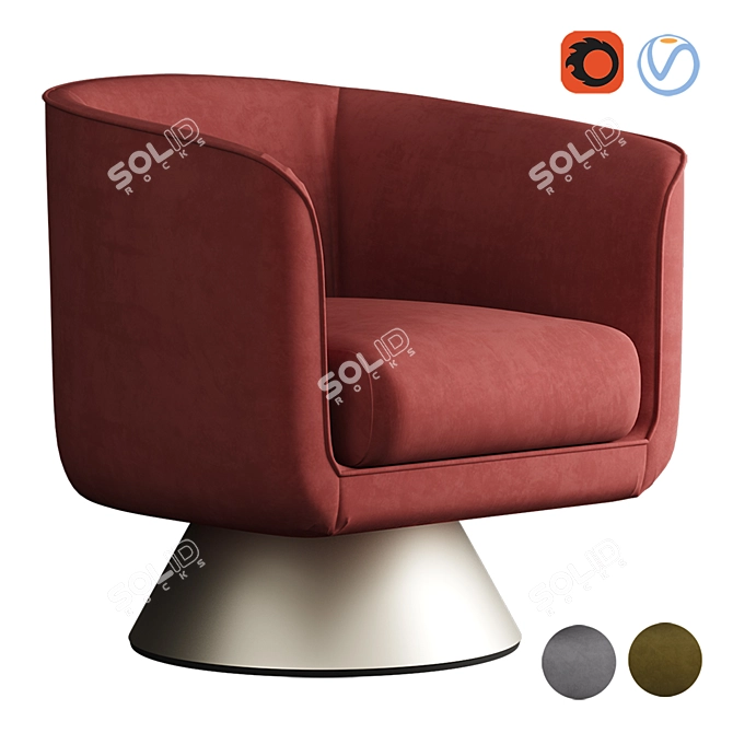 Austin Velvet Armchair: Stylish Comfort for Your Living Space 3D model image 6