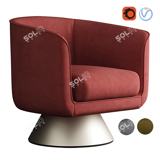 Austin Velvet Armchair: Stylish Comfort for Your Living Space 3D model image 7