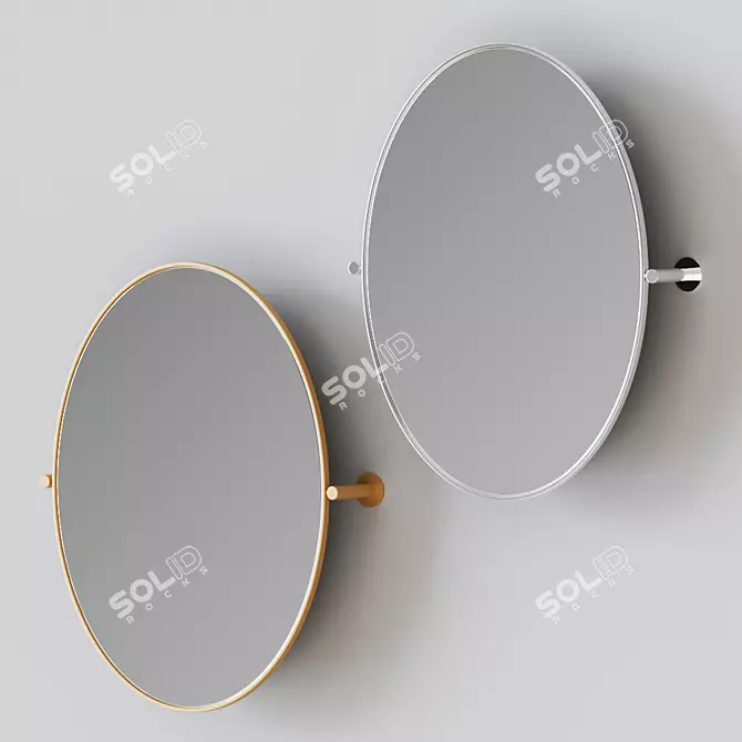 Elegant Pivot Oval Wall Mirror 3D model image 1