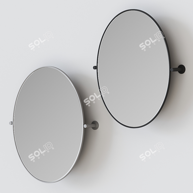 Elegant Pivot Oval Wall Mirror 3D model image 2