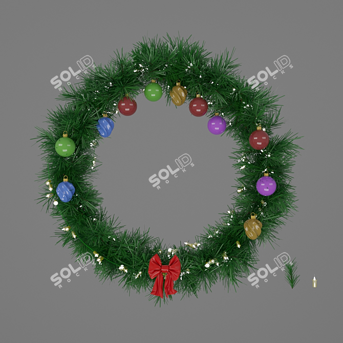 Festive Christmas Wreath: 3D Design with Base Model 3D model image 1