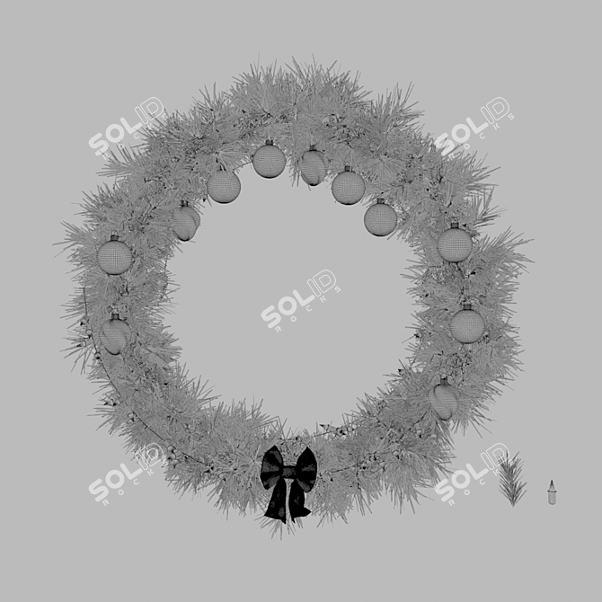 Festive Christmas Wreath: 3D Design with Base Model 3D model image 2