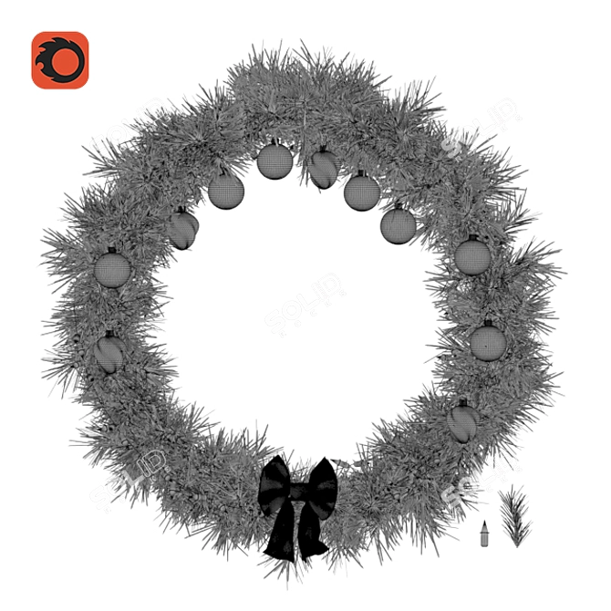 Festive Christmas Wreath: 3D Design with Base Model 3D model image 4