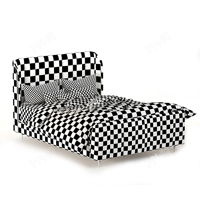 Elegant Ora Upholstered Bed 3D model image 5