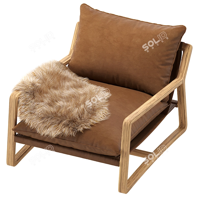 Coco Republic Leather Bungalow Chair 3D model image 4