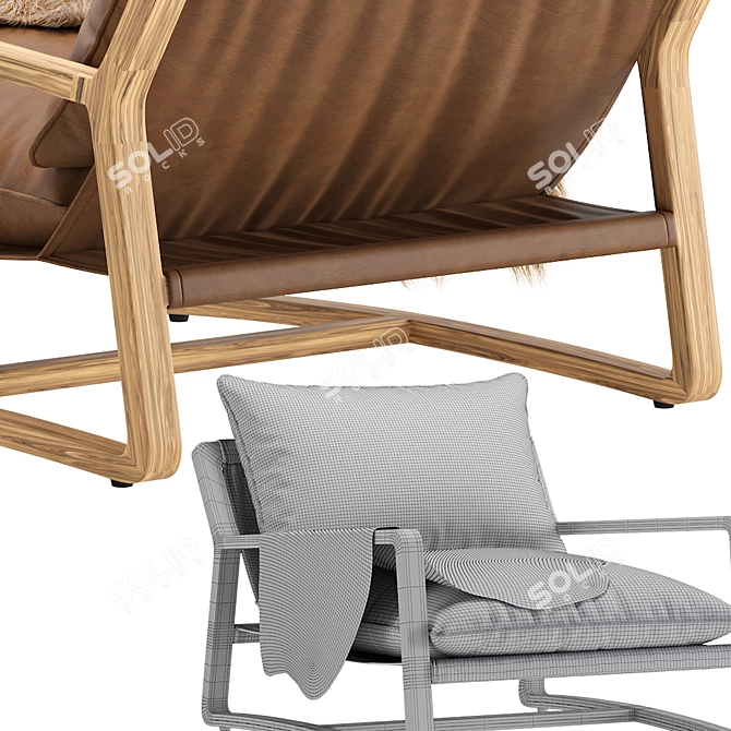 Coco Republic Leather Bungalow Chair 3D model image 5