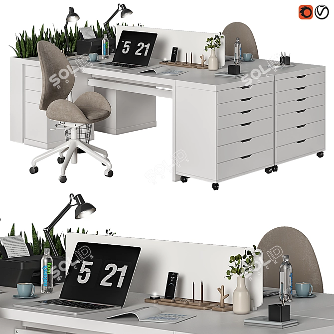 Elegant Ikea Office Furniture 3D model image 1