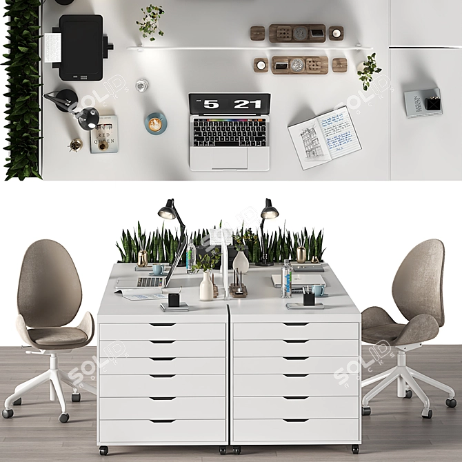 Elegant Ikea Office Furniture 3D model image 2