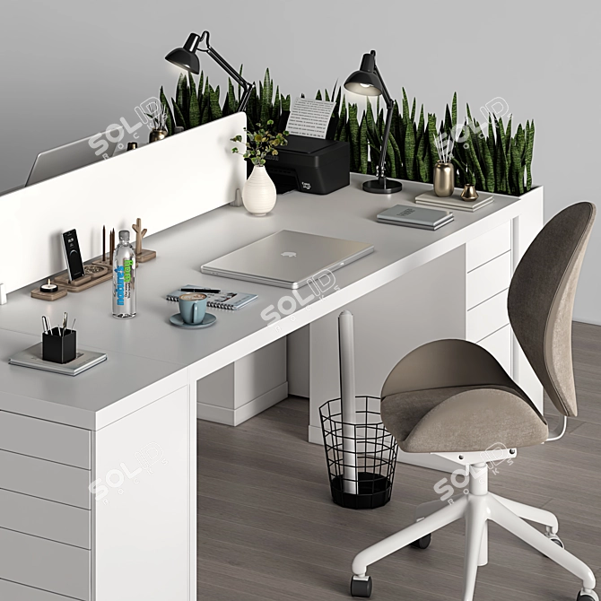 Elegant Ikea Office Furniture 3D model image 5