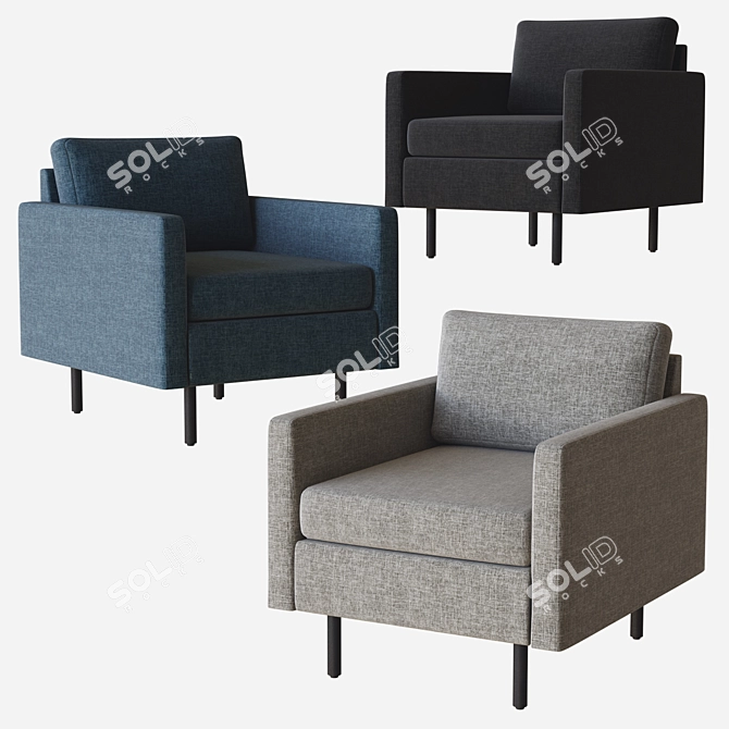 Modern Granton Armchair: Sleek Design 3D model image 2