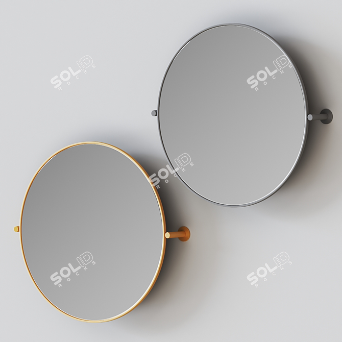 Elegant Pivot Round Mirror 3D model image 1