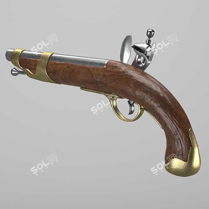 Antique Pistol: 18-19th Century 3D model image 3