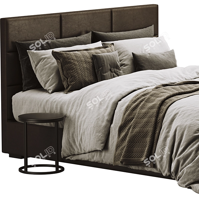 Sleek Modena Leather Bed 3D model image 3