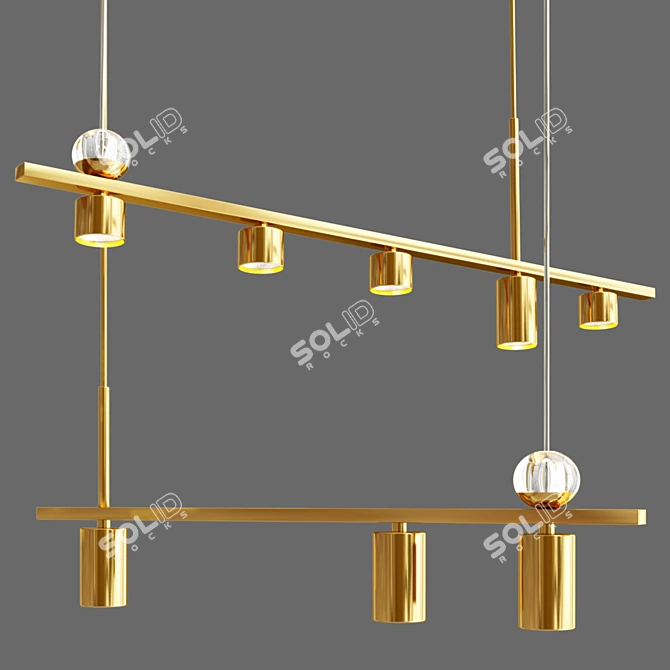 Elegant Brass Pendant Light 3D model image 2