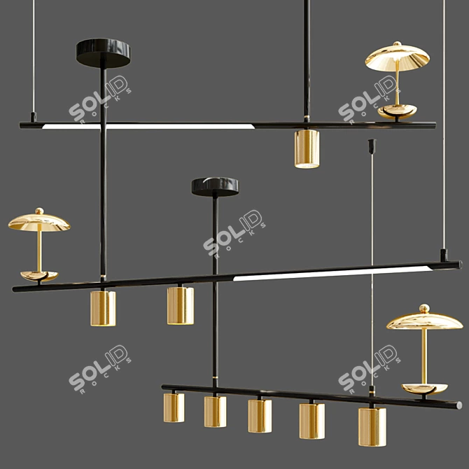 Elegant LED Metal Pendant Light 3D model image 1