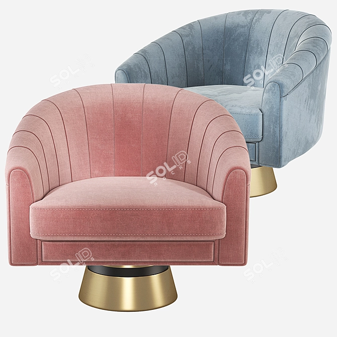 Elegant Bogarde Armchair: Velvet & Leather 3D model image 4