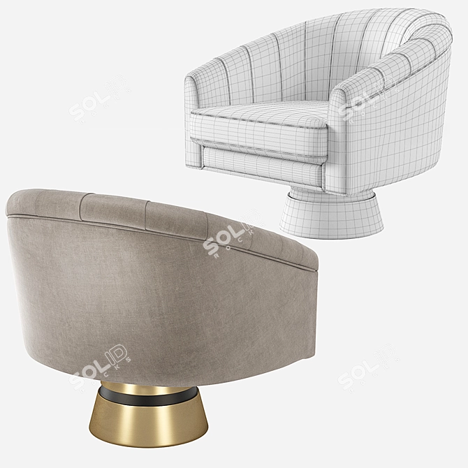Elegant Bogarde Armchair: Velvet & Leather 3D model image 5
